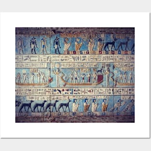 Egyptian goddess and gods, hieroglyphics, ancient relief Posters and Art